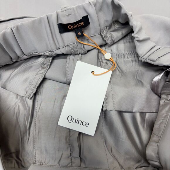 NWT Quince Women Pleated Wide Leg Pants Trousers Size 16 Gray D005 -12 - Picture 10 of 16